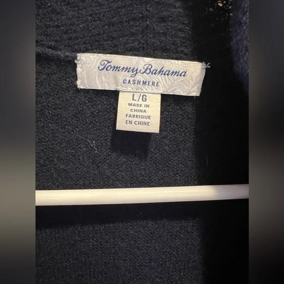 Tommy Bahama Womens Cashmere Knit Sweater Coat Size L Blue Open Front - Picture 2 of 8